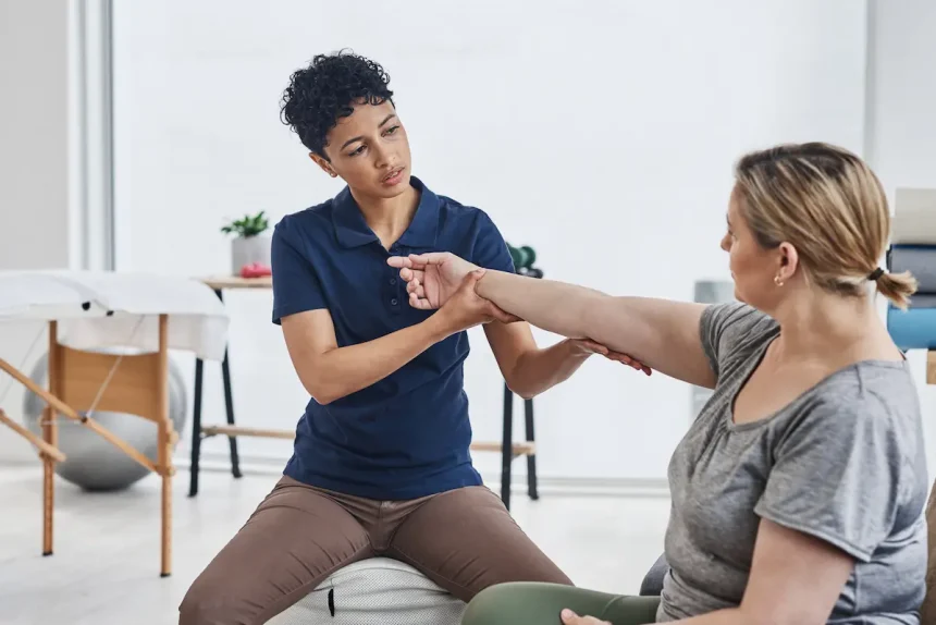 physiotherapy-woman-medical-consultant-with-examination-rehabilitation-advice-physio-consultation-conversation-injury-care-discuss-exercise-joint-help-healing-health