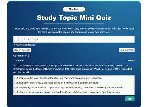 Pass the OT study topic mini quizzes